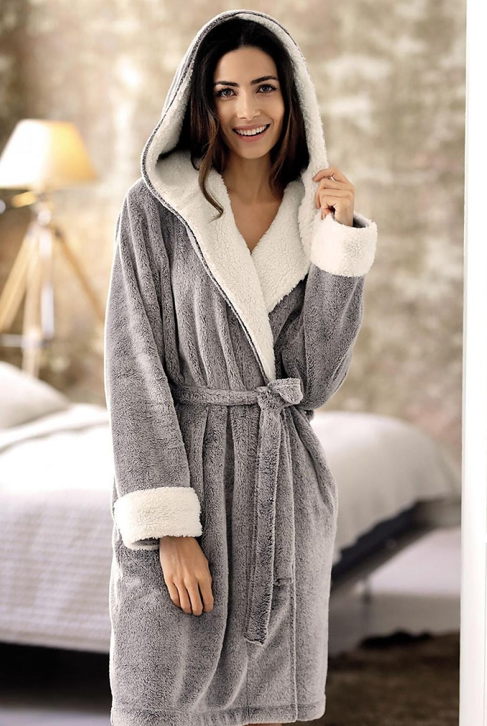 LOUISE Grey Soft Bathrobe