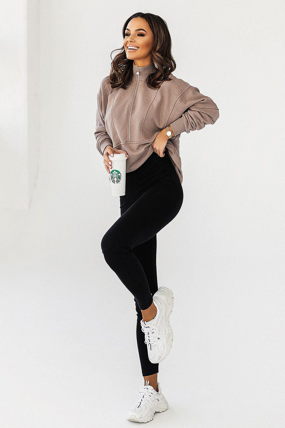 AALIYAH NUDE BROWN LOUNGEWEAR SWEATSHIRT JUMPER